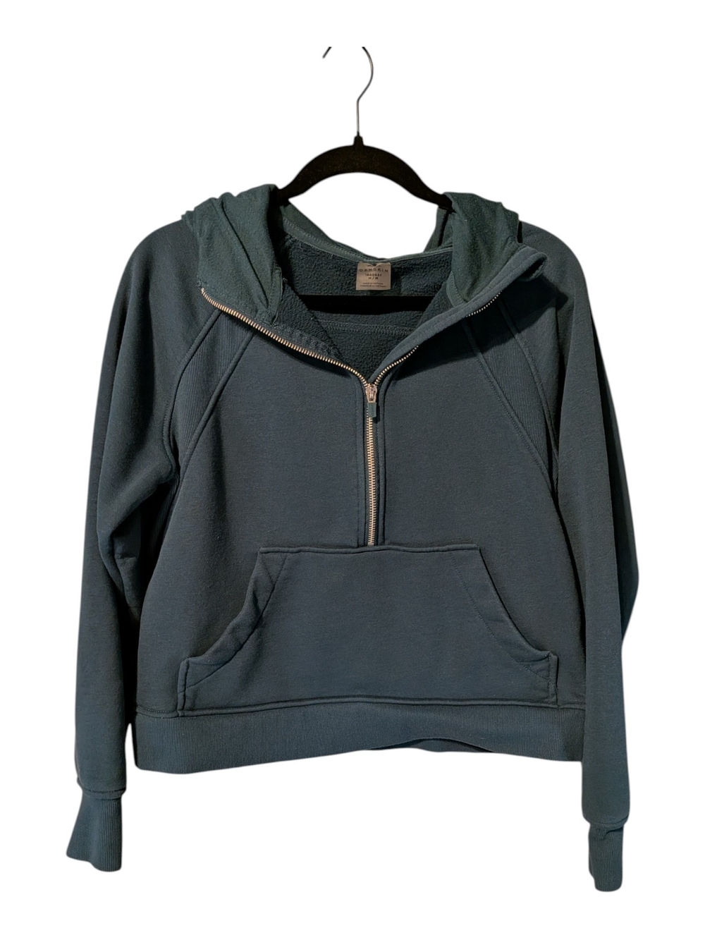Danskin Half-Zip Hooded Sweatshirt in Teal Green